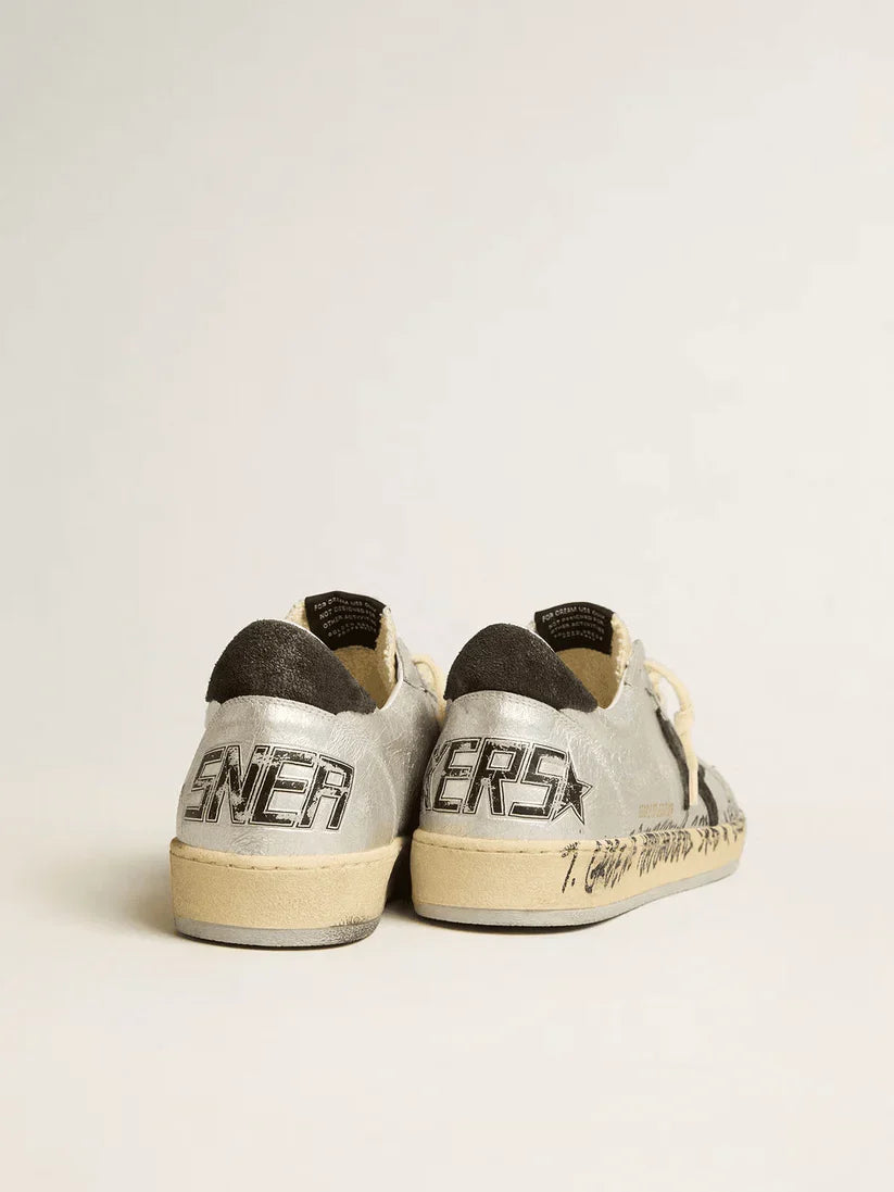 Ball Star LTD in pelle argento con stella e talloncino in suede grigio