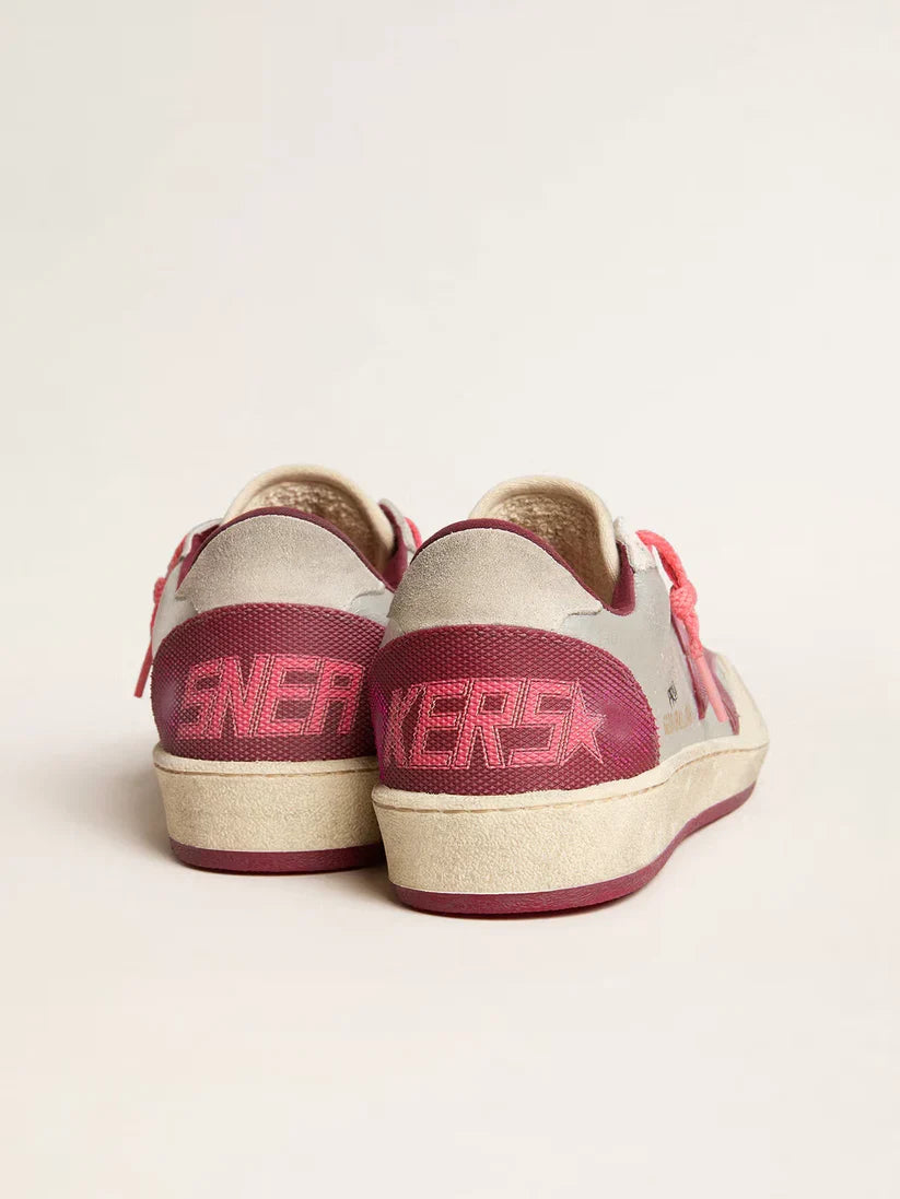 Ball Star Pro in pelle argento crackle con stella bordeaux