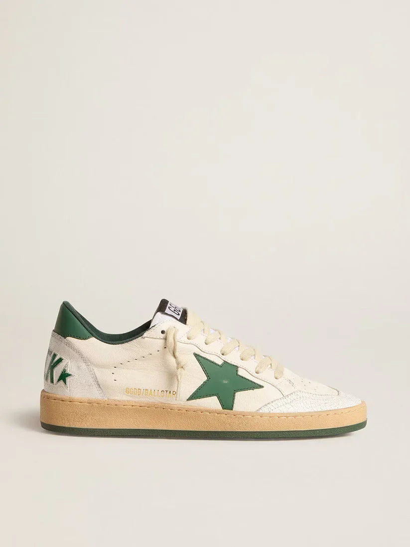 Ball Star Wishes in nappa bianca con stella e talloncino in pelle verde
