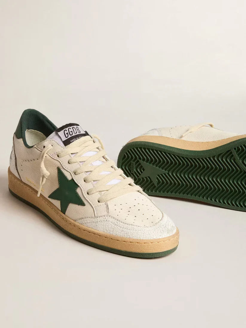Ball Star Wishes in nappa bianca con stella e talloncino in pelle verde