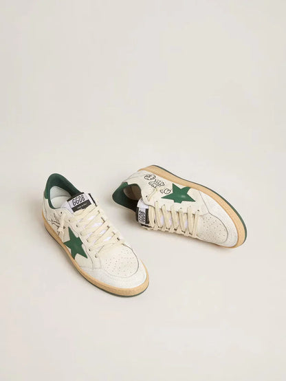 Ball Star Wishes in nappa bianca con stella e talloncino in pelle verde