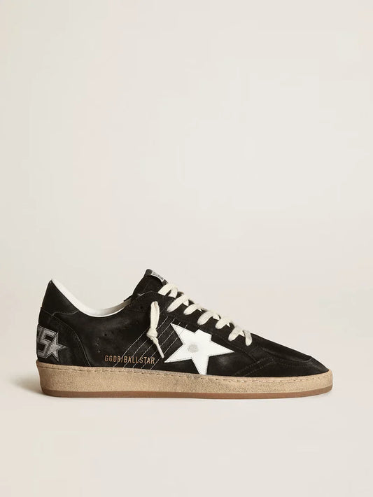 Ball Star in suede nero con stella in pelle bianca