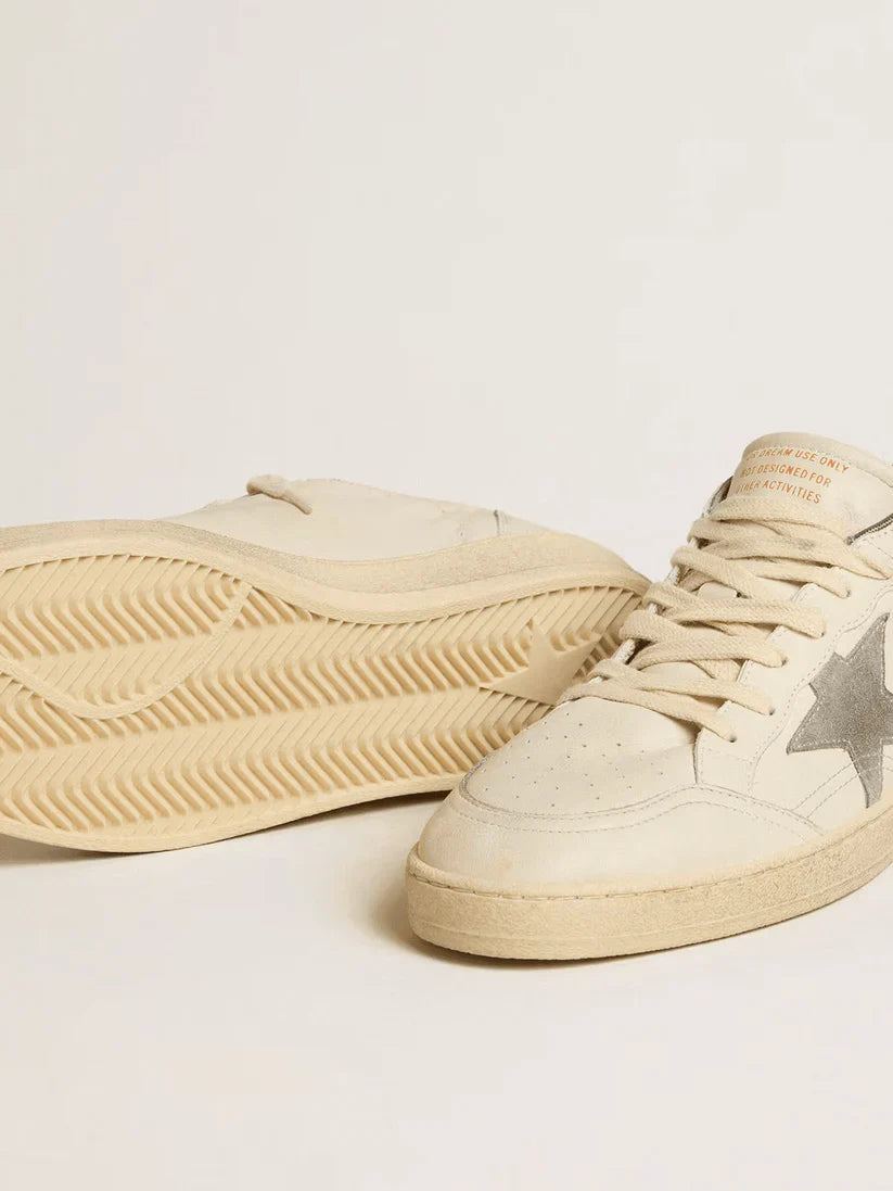 Ball Star in nappa con stella e talloncino in suede grigio