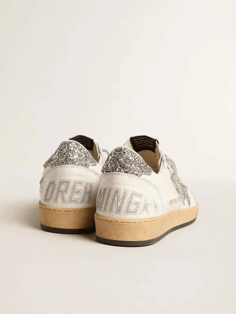 Ball Star LTD in pelle argento con stella e talloncino in suede grigio