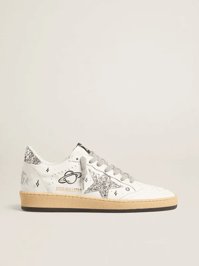 Ball Star LTD in pelle argento con stella e talloncino in suede grigio