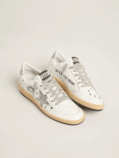 Ball Star LTD in pelle argento con stella e talloncino in suede grigio