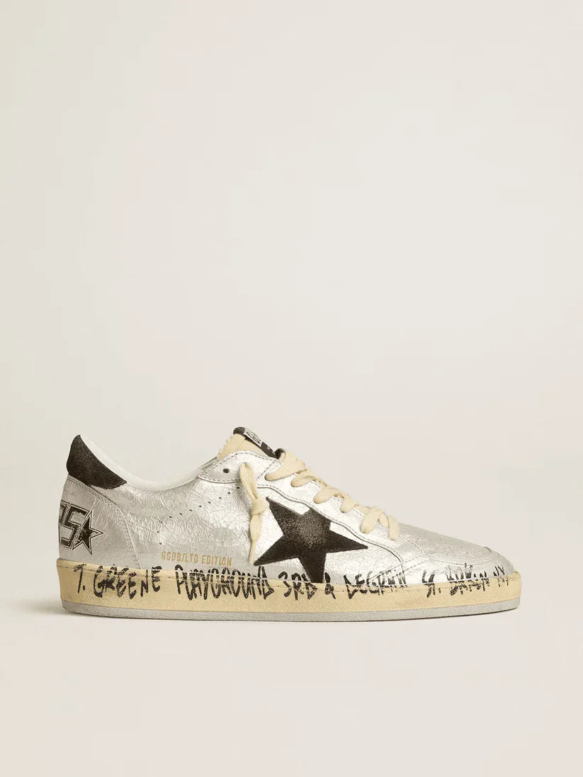 Ball Star LTD in pelle argento con stella e talloncino in suede grigio