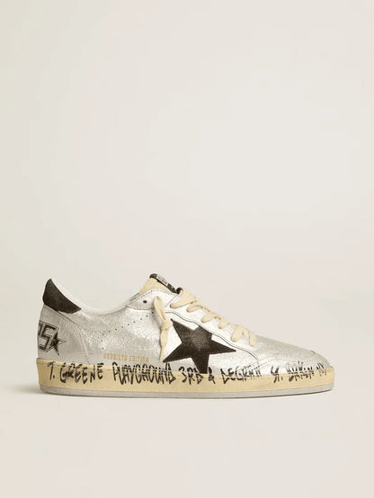 Ball Star LTD in pelle argento con stella e talloncino in suede grigio