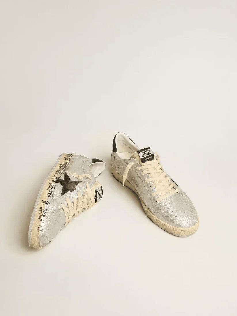 Ball Star LTD in pelle argento con stella e talloncino in suede grigio