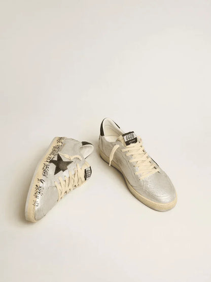 Ball Star LTD in pelle argento con stella e talloncino in suede grigio