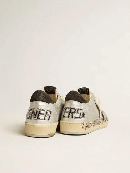 Ball Star LTD in pelle argento con stella e talloncino in suede grigio
