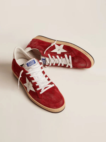 Ball Star in suede rosso scuro con stella e talloncino bianchi