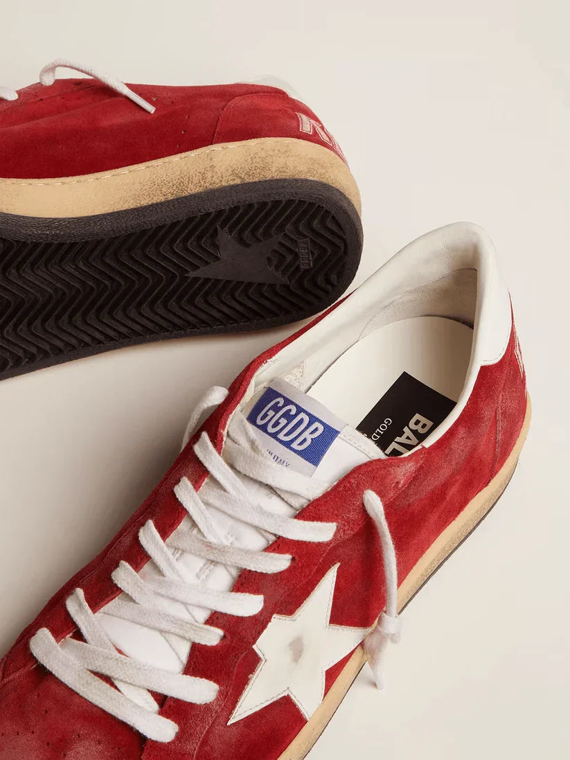 Ball Star in suede rosso scuro con stella e talloncino bianchi