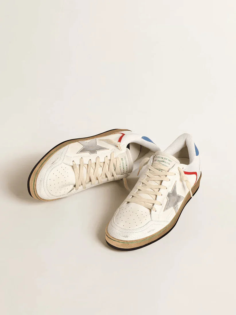 Ball Star in nappa e rete con stella in pelle laminata argento