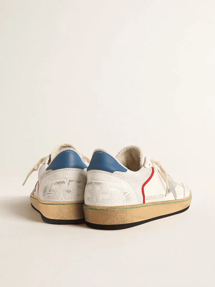 Ball Star in nappa e rete con stella in pelle laminata argento