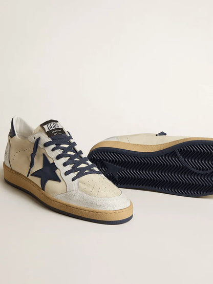 Ball Star LTD in nappa color panna con stella e talloncino in pelle blu