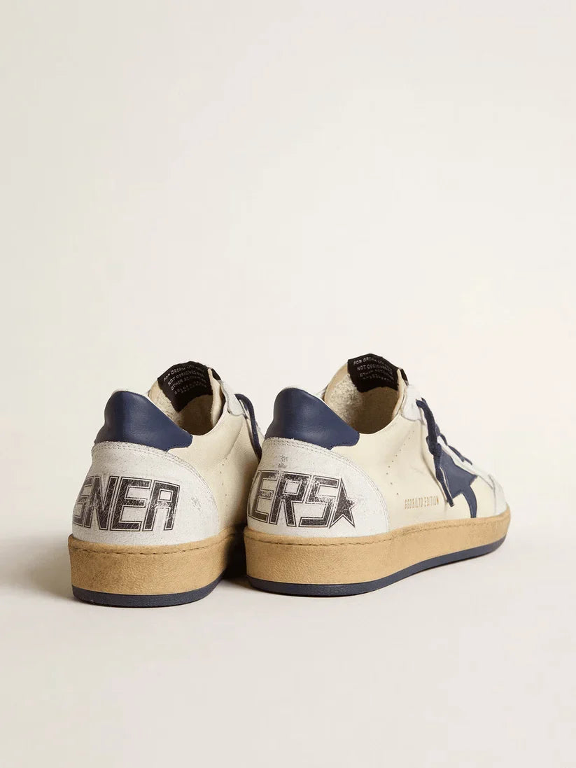 Ball Star LTD in nappa color panna con stella e talloncino in pelle blu