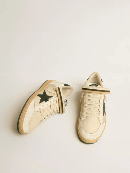Ball Star in nylon e nappa con stella e talloncino in suede verde