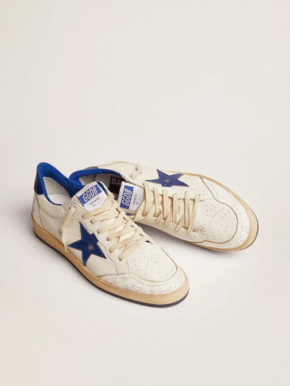Ball Star in nappa bianca con stella e talloncino bluette