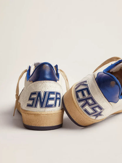 Ball Star in nappa bianca con stella e talloncino bluette