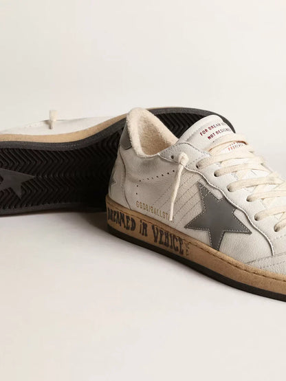 Ball Star in nappa con stella e talloncino in nylon reflex grigio