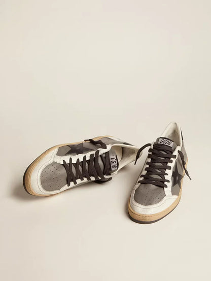 Ball Star in pelle grigia con stella e talloncino neri