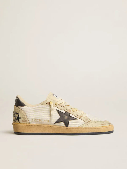 Ball Star in rete bianca con stella e talloncino in pelle vintage blu
