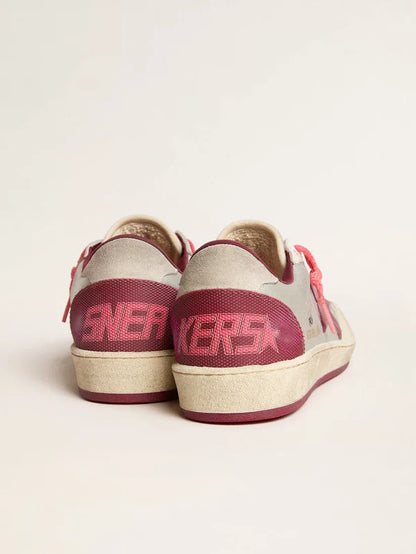 Ball Star Pro in pelle argento crackle con stella bordeaux