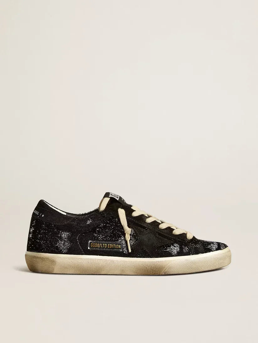 Super-Star in velluto e suede neri con stella in suede nero