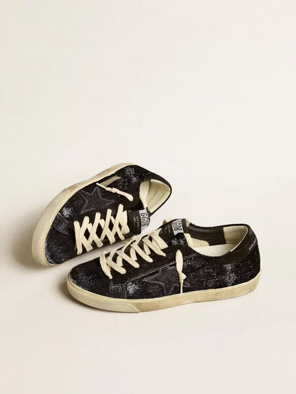 Super-Star in velluto e suede neri con stella in suede nero