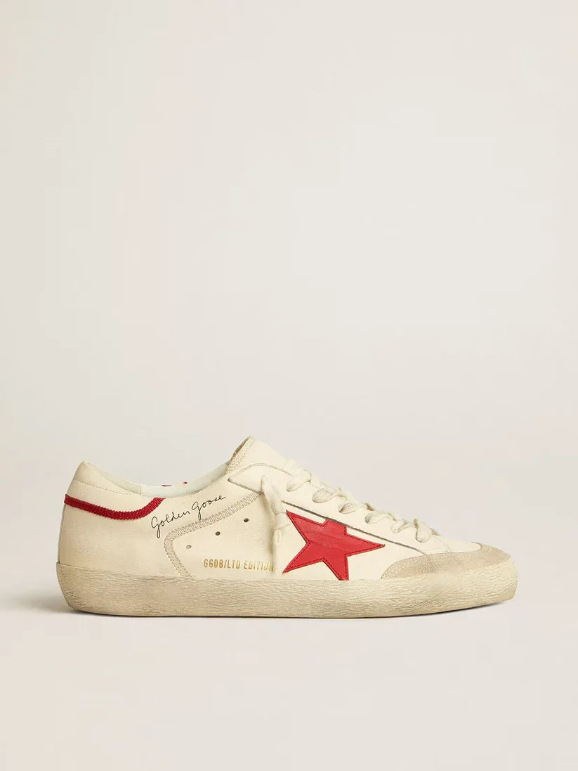 Super-Star LTD in nappa con stella in pelle rossa e punta in suede perla