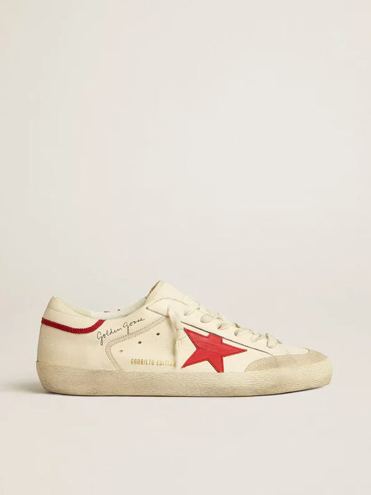 Super-Star LTD in nappa con stella in pelle rossa e punta in suede perla