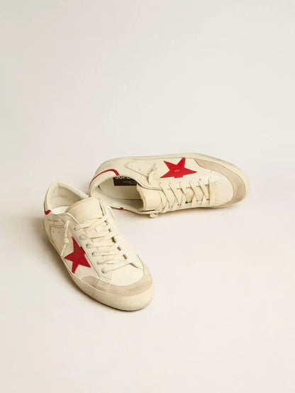 Super-Star LTD in nappa con stella in pelle rossa e punta in suede perla