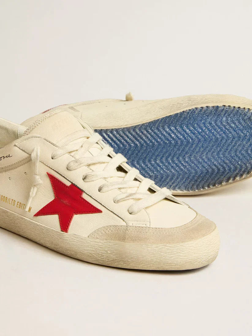 Super-Star LTD in nappa con stella in pelle rossa e punta in suede perla