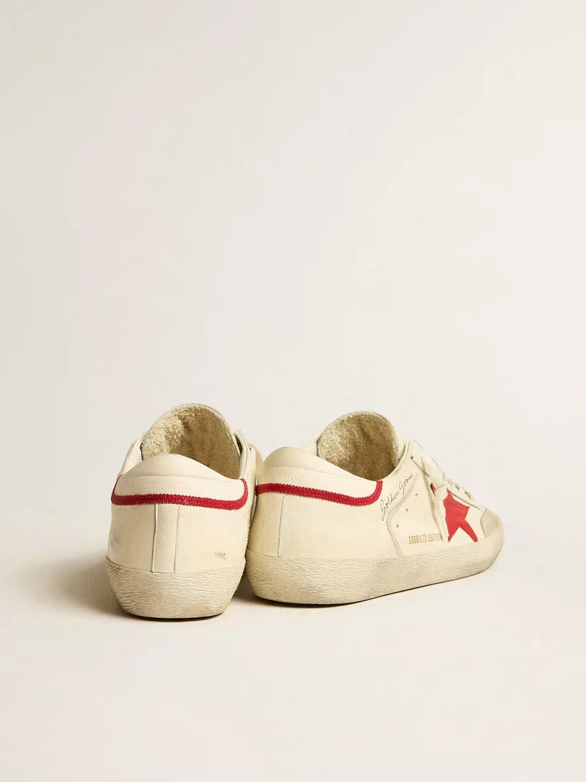 Super-Star LTD in nappa con stella in pelle rossa e punta in suede perla