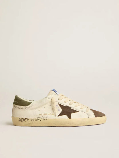 Super-Star LTD in nappa con stella in suede marrone e talloncino verde
