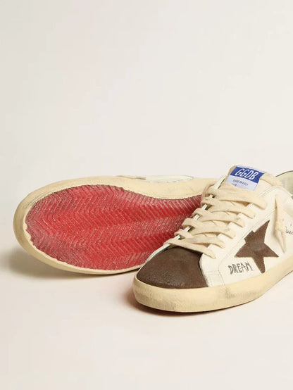 Super-Star LTD in nappa con stella in suede marrone e talloncino verde