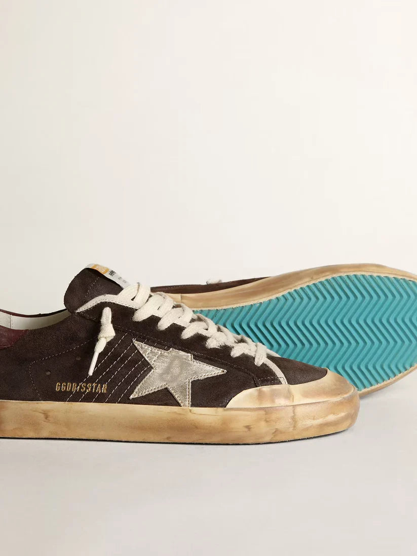Super-Star Penstar in suede marrone con stella color platino