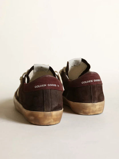 Super-Star Penstar in suede marrone con stella color platino