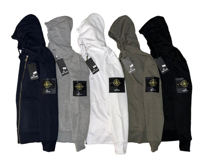 2 x 1 : Felpa Zip Stone Island Cappuccio